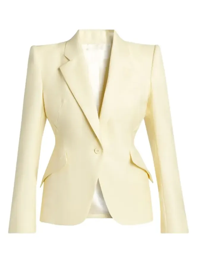 Single-Breasted Crepe Slim Jacket