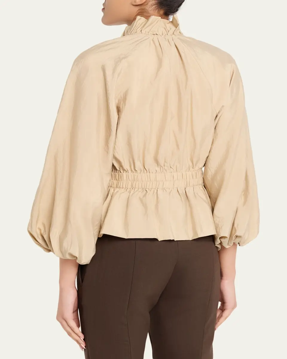 Cinq à Sept Deana Ruffled-Collar Nylon Peplum Jacket | Thumbnail 3 Cinq à Sept Deana Ruffled-Collar Nylon Peplum Jacket | Thumbnail 3