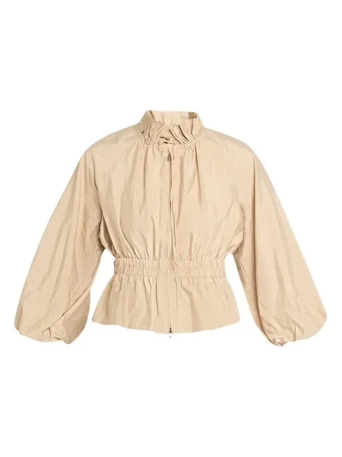 Cinq à Sept Deana Ruffled-Collar Nylon Peplum Jacket