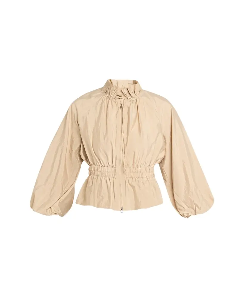 Deana Ruffled-Collar Nylon Peplum Jacket