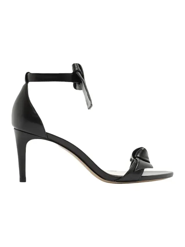 75mm Clarita Leather Bow Ankle-Strap Sandals