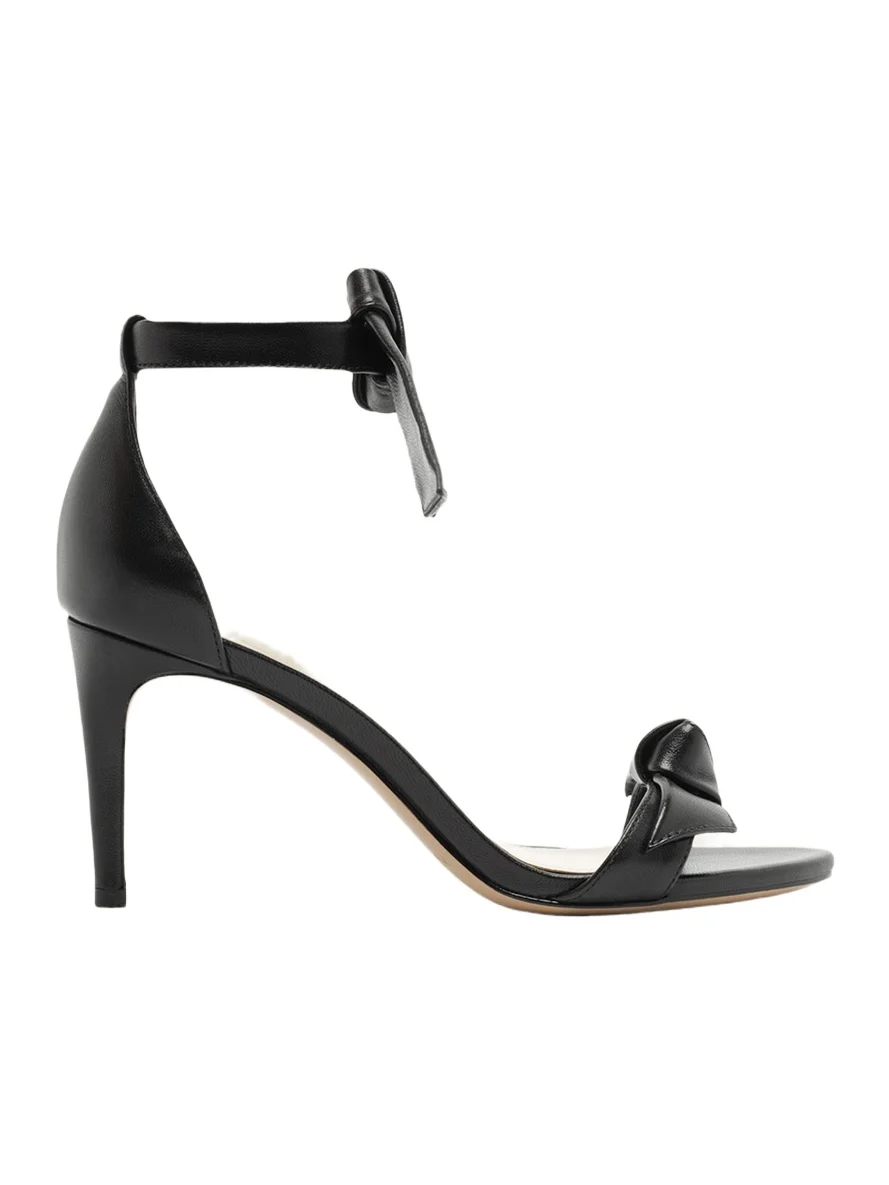 75mm Clarita Leather Bow Ankle-Strap Sandals