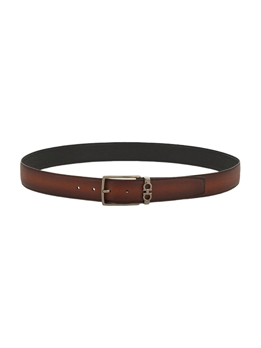 Men's Mini Gancio Reversible Leather Belt Men's Mini Gancio Reversible Leather Belt