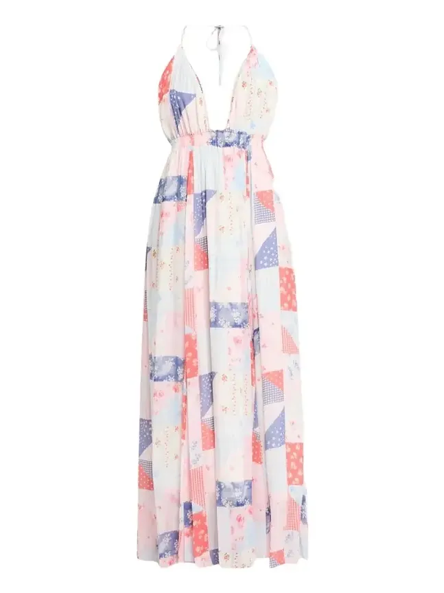 Fancy Patchwork Chiffon Maxi Dress Fancy Patchwork Chiffon Maxi Dress