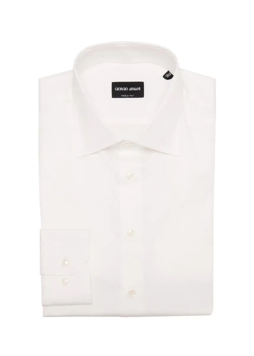 Giorgio Armani Men's Solid Cotton Dress Shirt | Thumbnail 3