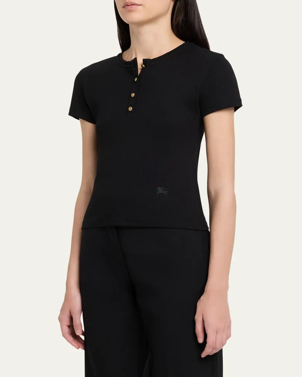 Burberry Cotton Rib Knit T-Shirt | Thumbnail 5 Burberry Cotton Rib Knit T-Shirt | Thumbnail 5