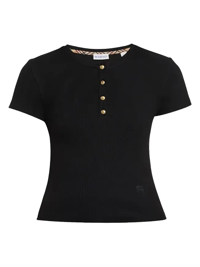 Burberry Cotton Rib Knit T-Shirt