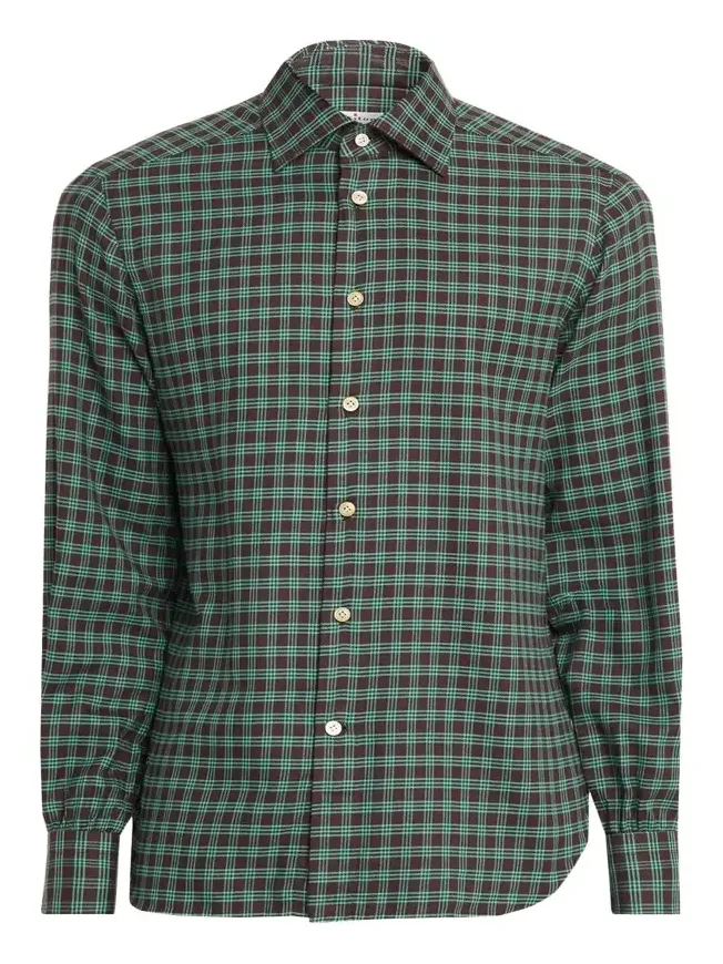 Kiton Men's Cotton Plaid Classic Fit Sport Shirt