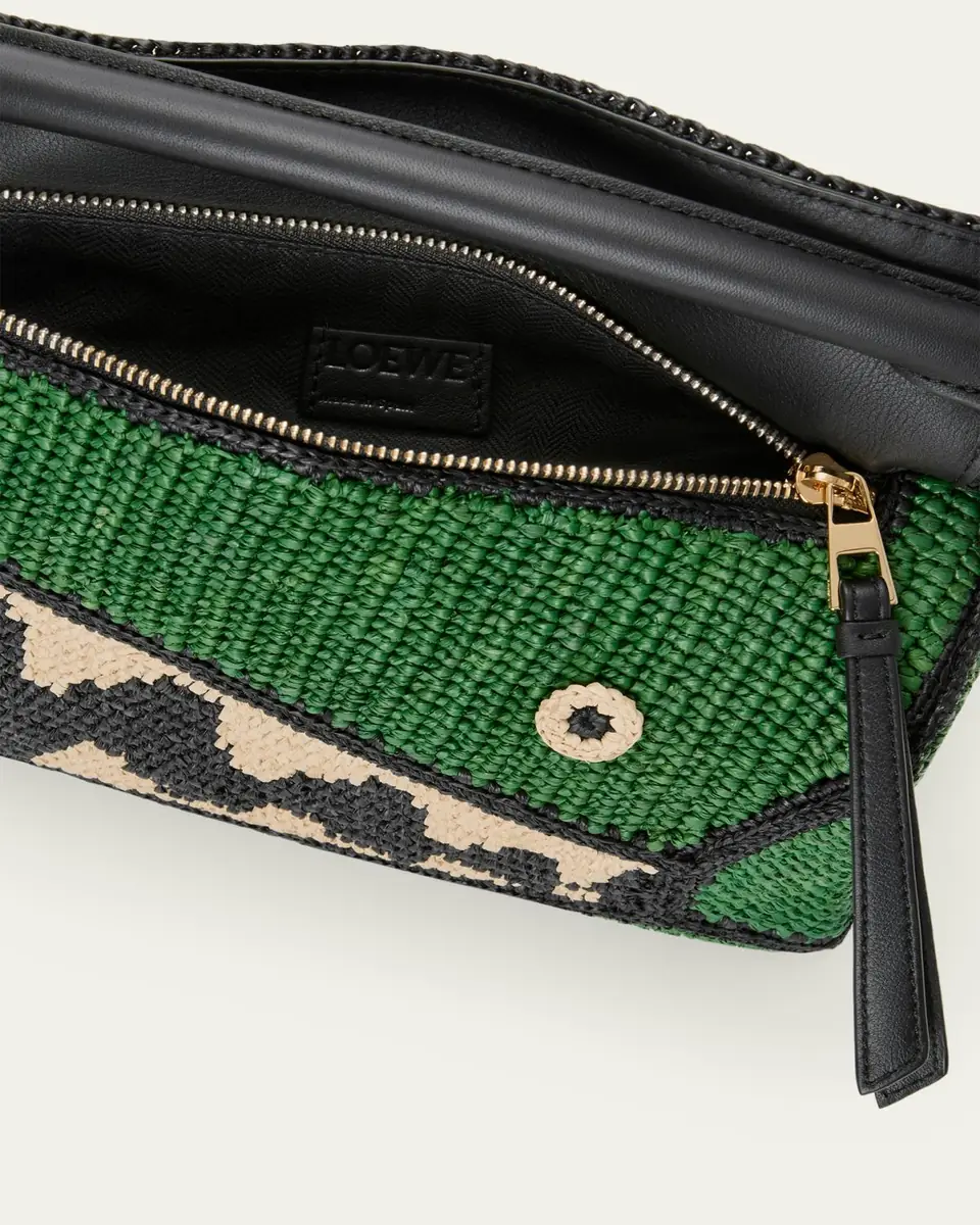 Loewe x Paula's Ibiza Puzzle Croc Raffia Top-Handle Bag | Thumbnail 3
