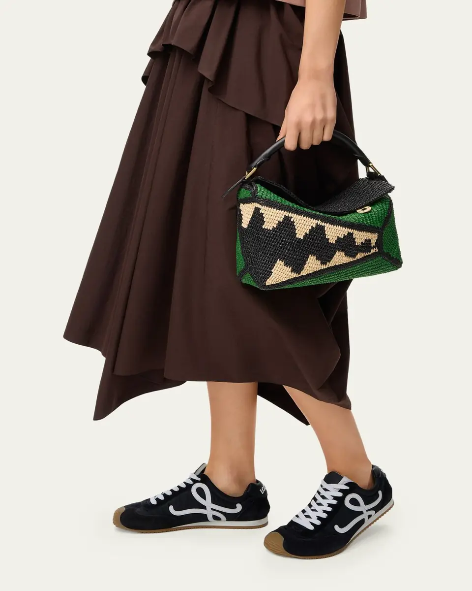 Loewe x Paula's Ibiza Puzzle Croc Raffia Top-Handle Bag | Thumbnail 4
