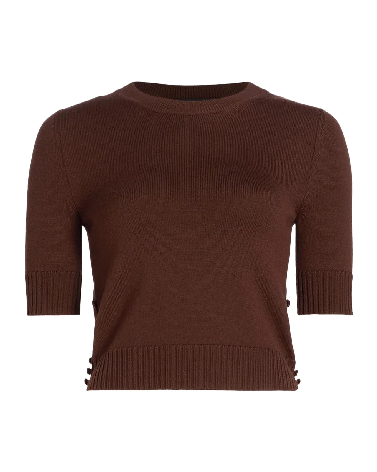 Short-Sleeve Button-Side Crewneck Sweater Short-Sleeve Button-Side Crewneck Sweater