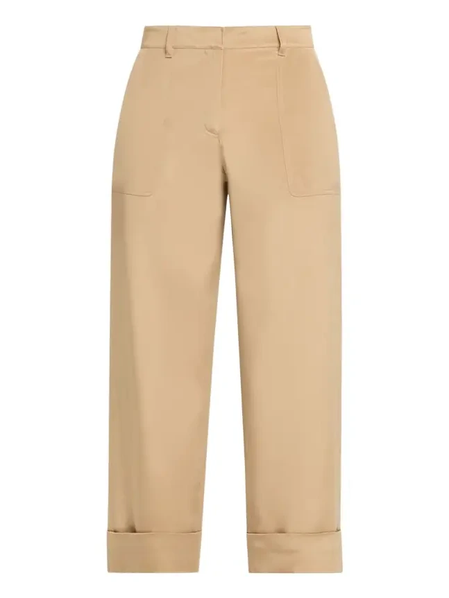 Cuffed Straight-Leg Silk Georgette Pants Cuffed Straight-Leg Silk Georgette Pants