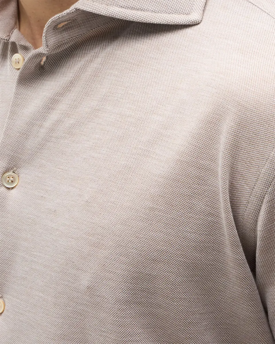 Baldassari Men's Silk and Cotton Pique Button-Down Shirt | Thumbnail 5 Baldassari Men's Silk and Cotton Pique Button-Down Shirt | Thumbnail 5