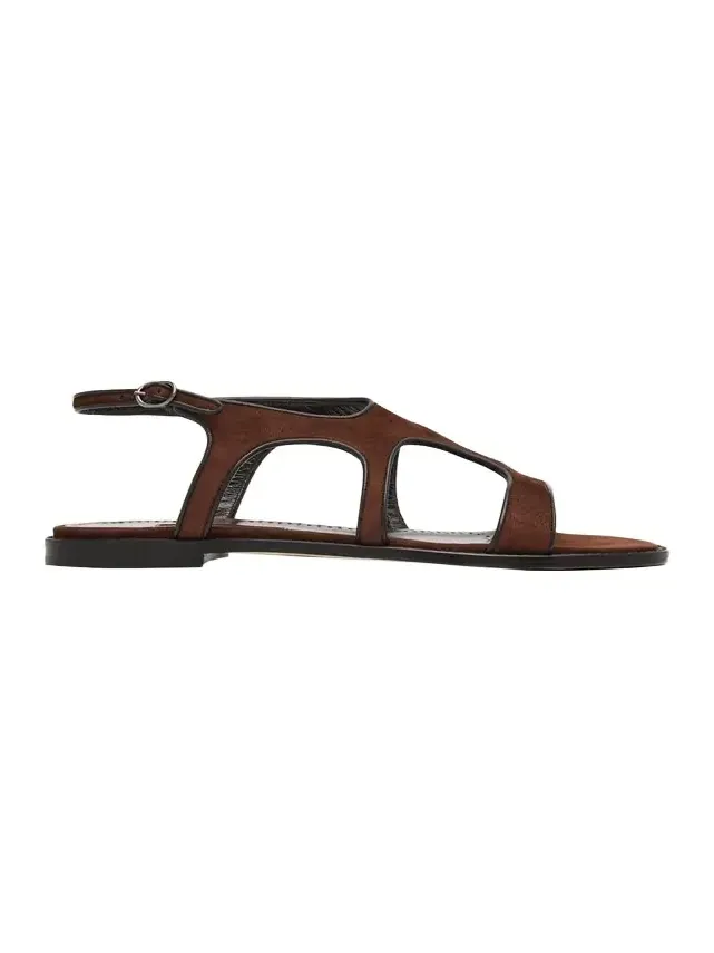 Rufina Leather-Trimmed Suede Sandals