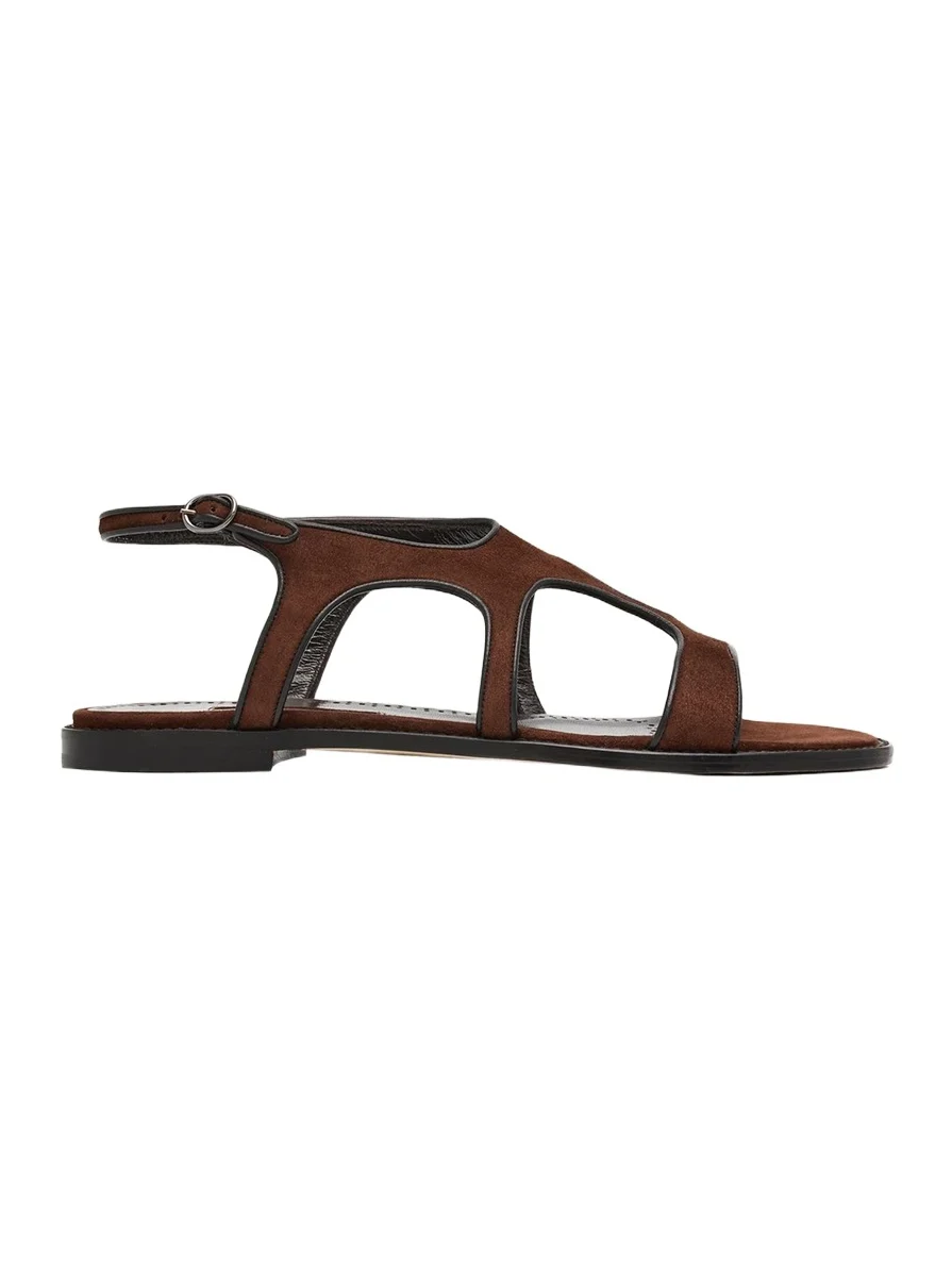 Rufina Leather-Trimmed Suede Sandals