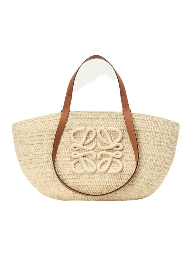 x Paula's Ibiza Extra Large Eclipse Basket Bag in Raffia and Calfskin x Paula's Ibiza Extra Large Eclipse Basket Bag in Raffia and Calfskin