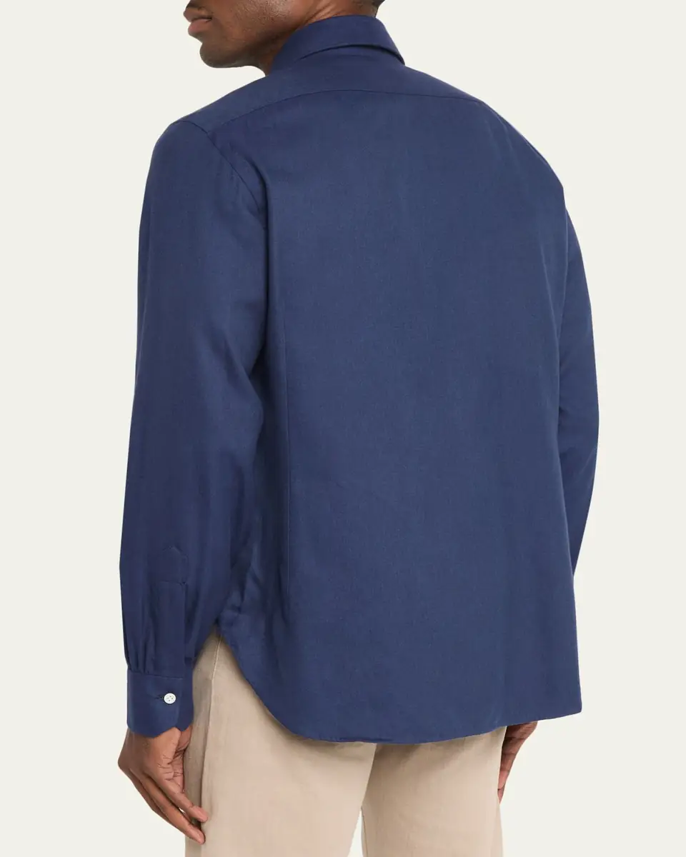 Kiton Men's Cotton and Lyocell Classic-Fit Sport Shirt | Thumbnail 3