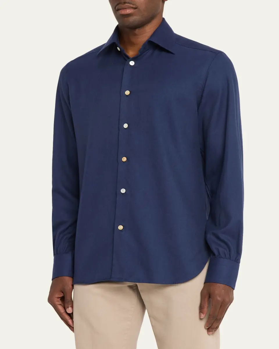 Kiton Men's Cotton and Lyocell Classic-Fit Sport Shirt | Thumbnail 4