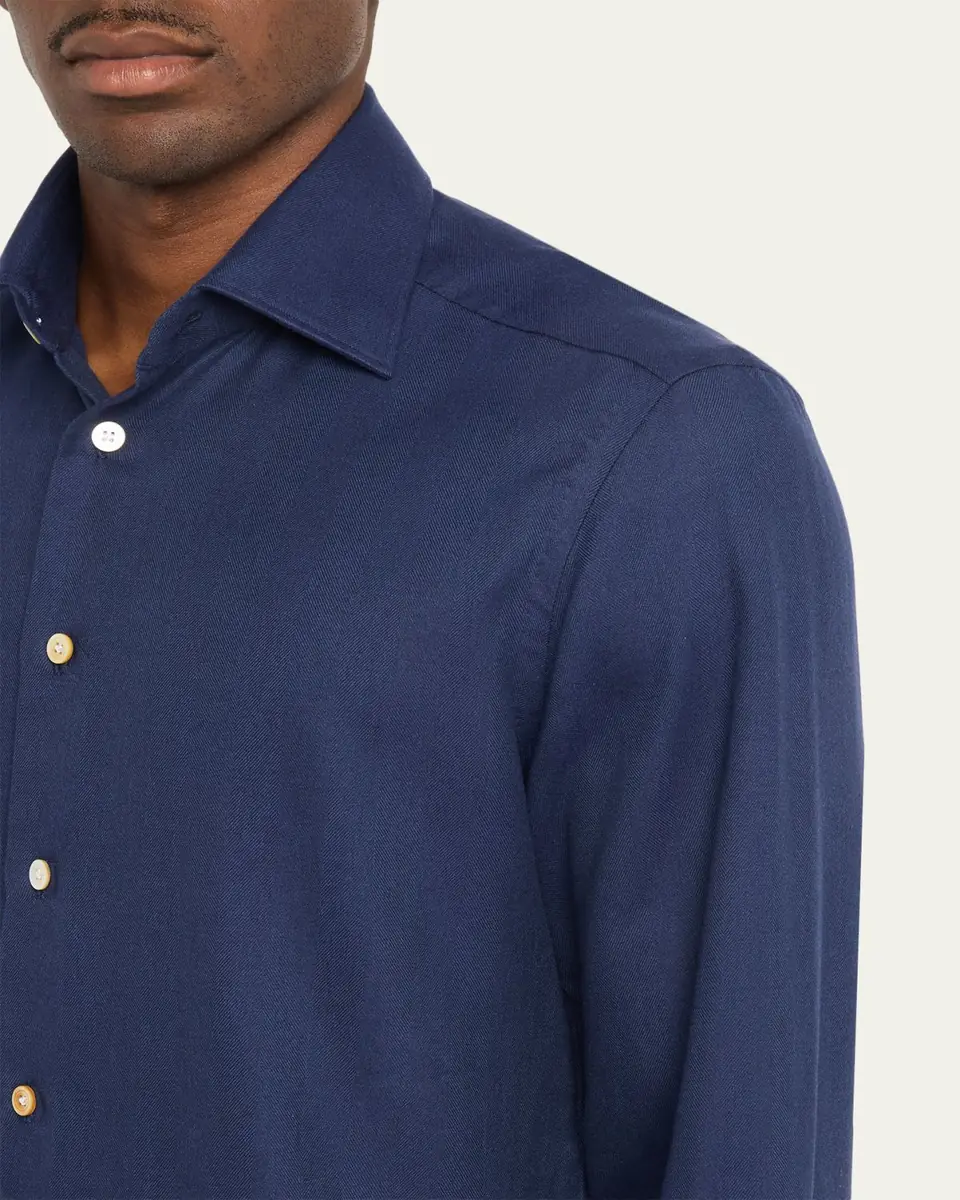 Kiton Men's Cotton and Lyocell Classic-Fit Sport Shirt | Thumbnail 5