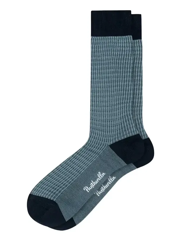 Pantherella Men's Smythson Mini Tonal Texture Cotton Calf-Length Dress Socks