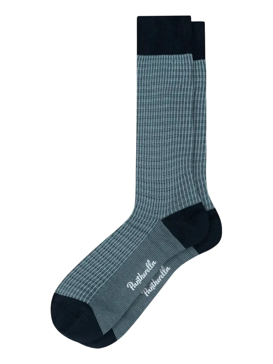 Pantherella Men's Smythson Mini Tonal Texture Cotton Calf-Length Dress Socks
