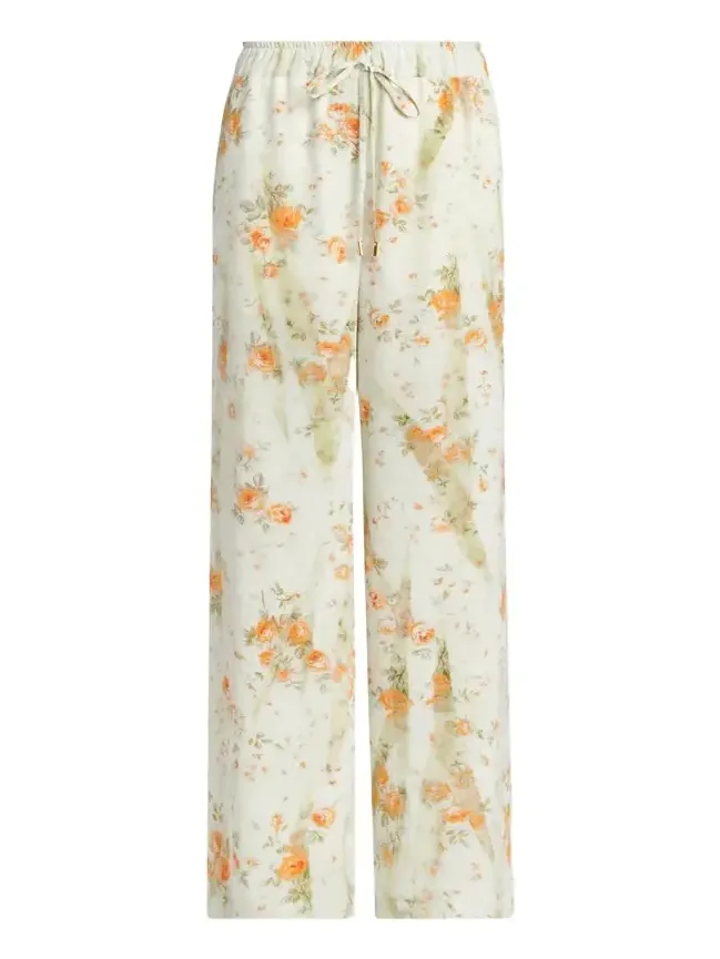 Floral Silk Straight-Leg Pajama Trousers Floral Silk Straight-Leg Pajama Trousers