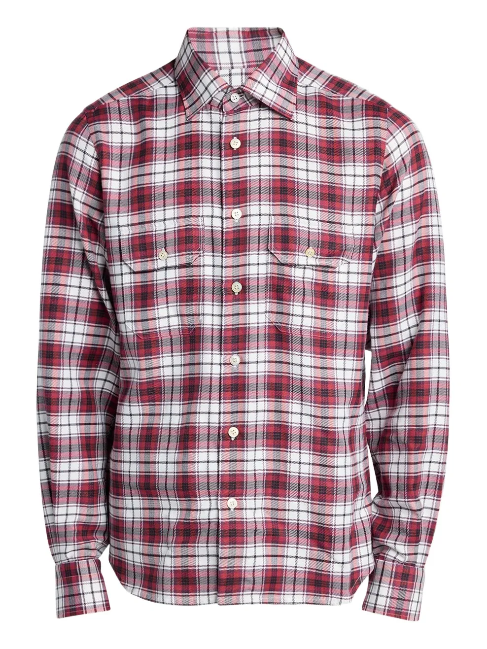 Men's Cotton and Cashmere Plaid Double-Pocket Button-Down Shirt Men's Cotton and Cashmere Plaid Double-Pocket Button-Down Shirt