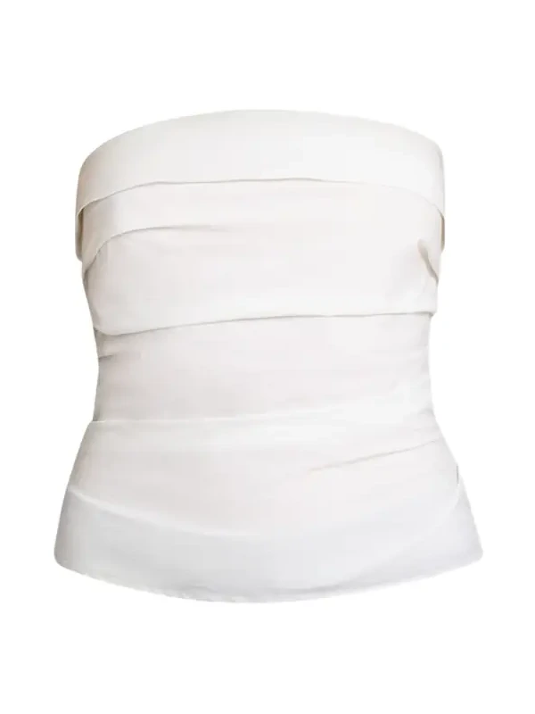 Maisy Strapless Ruched Top in Poplin Maisy Strapless Ruched Top in Poplin