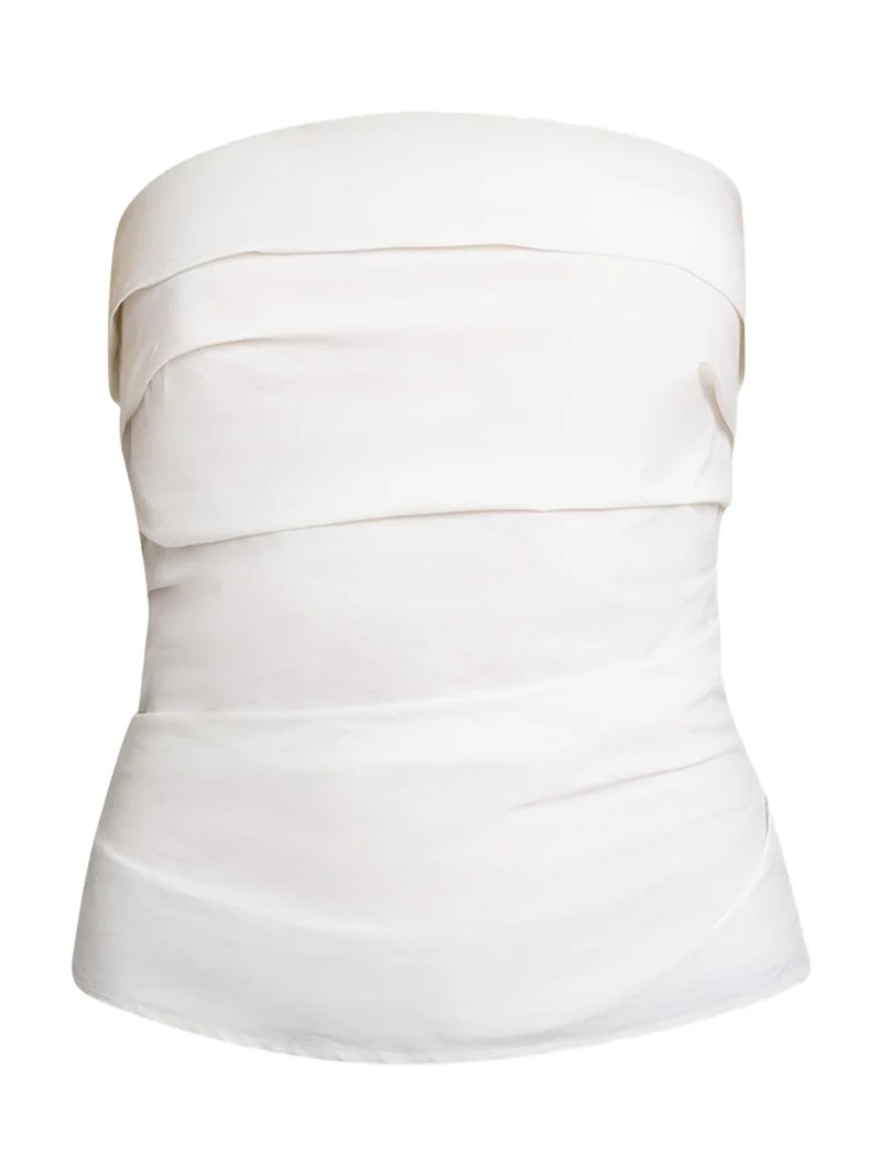 Proenza Schouler White Label Maisy Strapless Ruched Top in Poplin