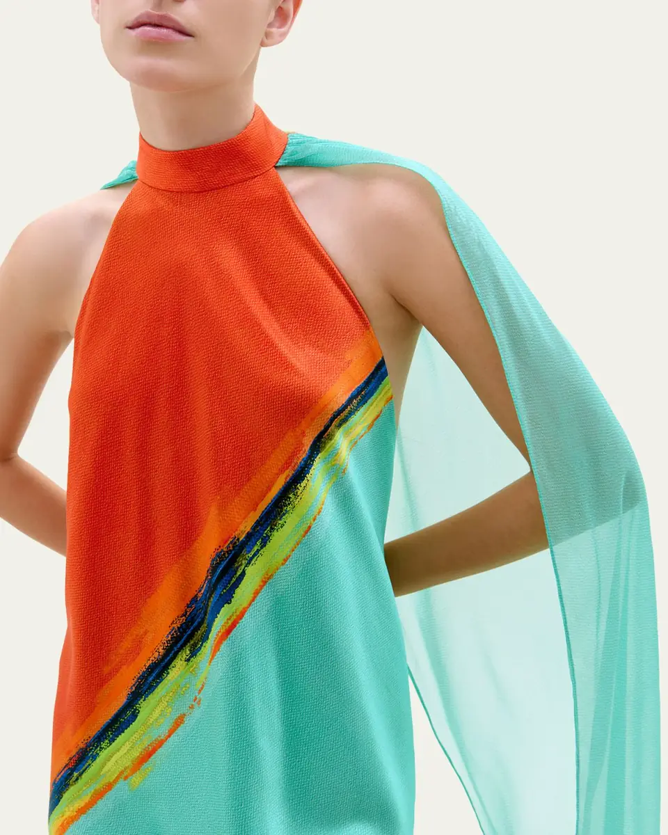 Silvia Tcherassi Sabina Cape Halter Maxi Dress | Thumbnail 4 Silvia Tcherassi Sabina Cape Halter Maxi Dress | Thumbnail 4