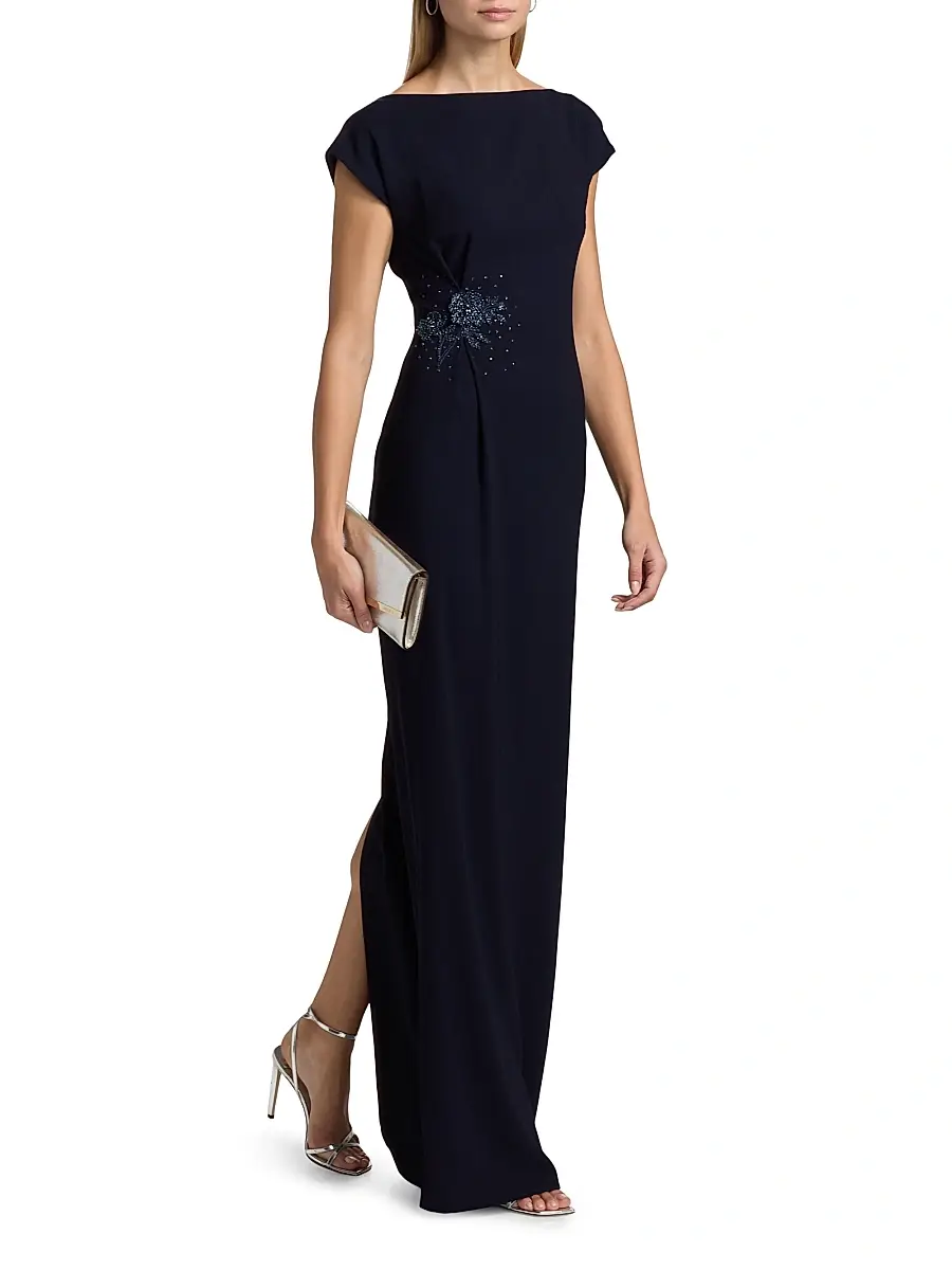 SACHIN & BABI Women's Kelly Embellished Stretch-Crepe Column Gown | Thumbnail 2