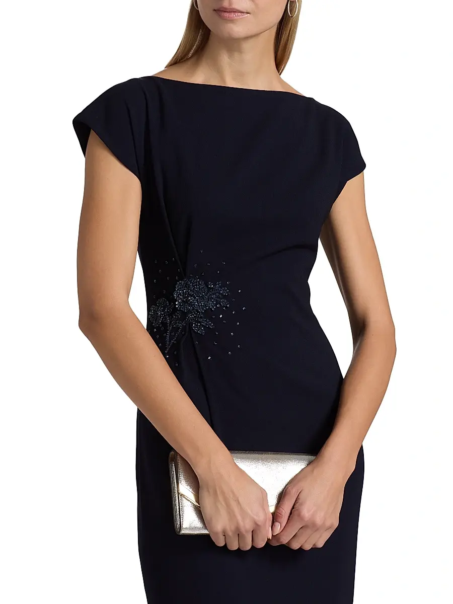 SACHIN & BABI Women's Kelly Embellished Stretch-Crepe Column Gown | Thumbnail 6