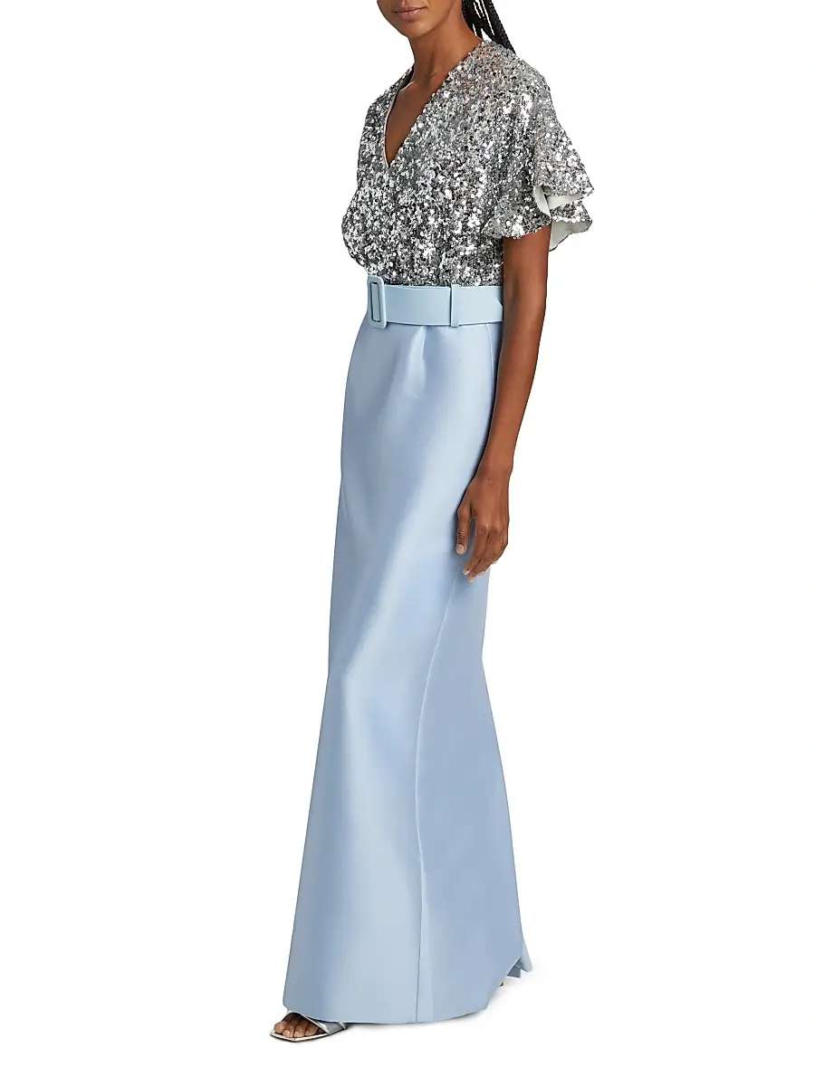 SACHIN & BABI Women's Marlene Sequin & Mikado Column-Skirt Gown | Thumbnail 2 SACHIN & BABI Women's Marlene Sequin & Mikado Column-Skirt Gown | Thumbnail 2