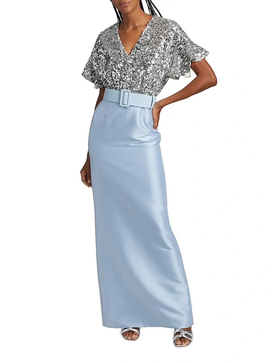 SACHIN & BABI Women's Marlene Sequin & Mikado Column-Skirt Gown | Thumbnail 3 SACHIN & BABI Women's Marlene Sequin & Mikado Column-Skirt Gown | Thumbnail 3
