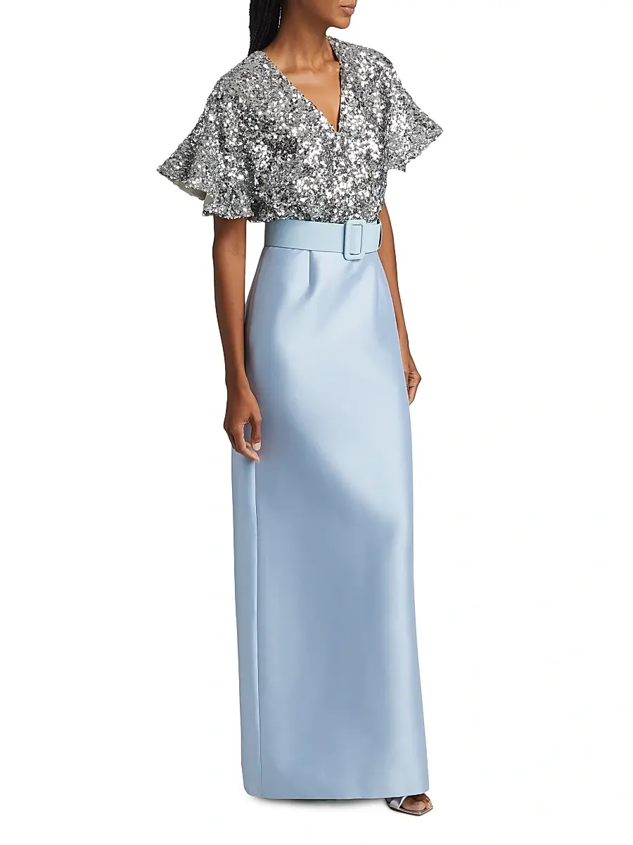 SACHIN & BABI Women's Marlene Sequin & Mikado Column-Skirt Gown | Thumbnail 4 SACHIN & BABI Women's Marlene Sequin & Mikado Column-Skirt Gown | Thumbnail 4
