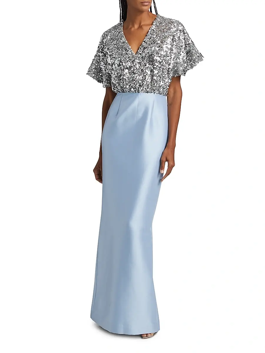 SACHIN & BABI Women's Marlene Sequin & Mikado Column-Skirt Gown | Thumbnail 6 SACHIN & BABI Women's Marlene Sequin & Mikado Column-Skirt Gown | Thumbnail 6