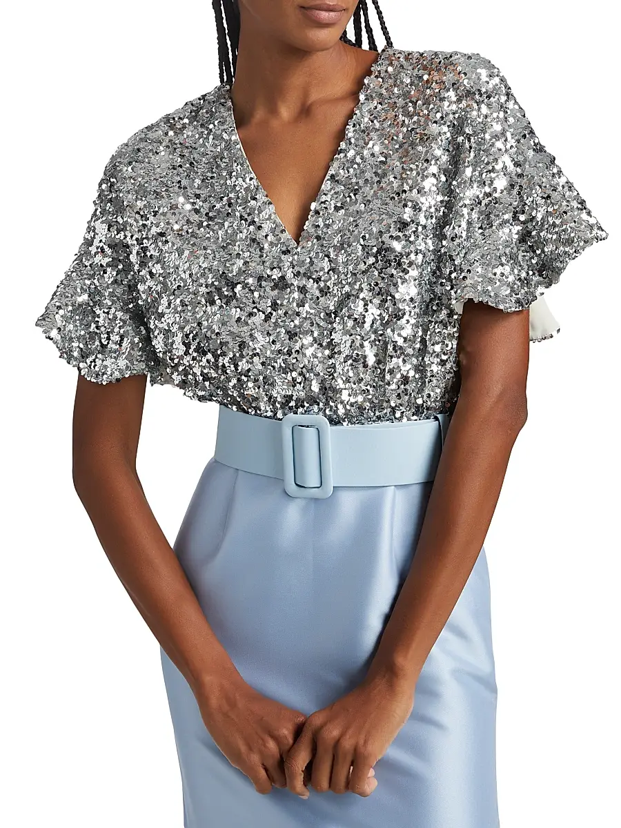 SACHIN & BABI Women's Marlene Sequin & Mikado Column-Skirt Gown | Thumbnail 7 SACHIN & BABI Women's Marlene Sequin & Mikado Column-Skirt Gown | Thumbnail 7