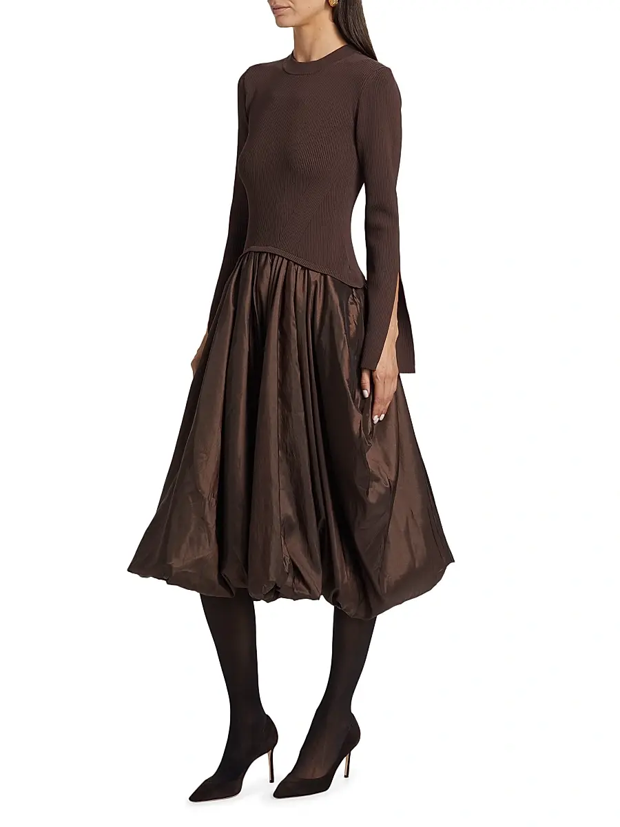 Simkhai Women's Kenlie Mixed-Media Bubble Skirt Midi-Dress | Thumbnail 4