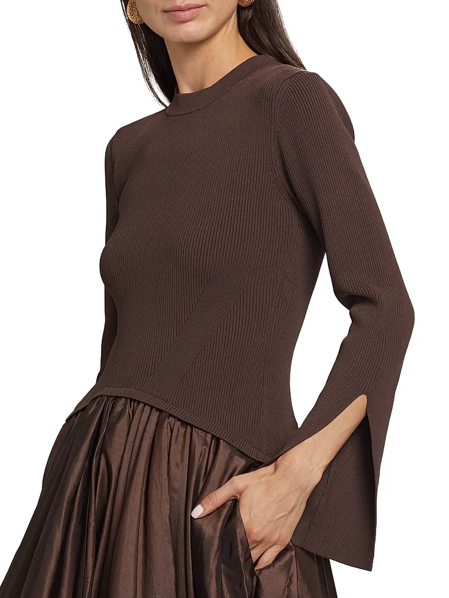 Simkhai Women's Kenlie Mixed-Media Bubble Skirt Midi-Dress | Thumbnail 6