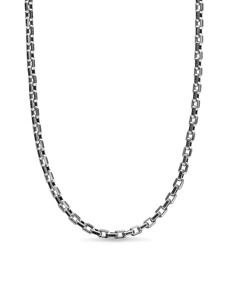 David Yurman Men's Streamline Link Necklace in Sterling Silver - Black Diamond | Image 1 David Yurman Men's Streamline Link Necklace in Sterling Silver - Black Diamond | Image 1