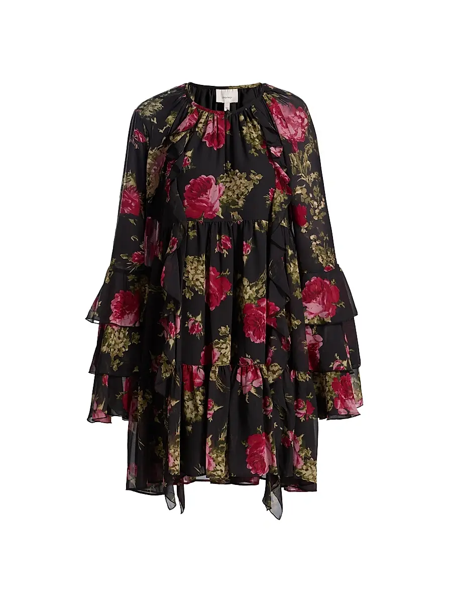 Cinq à Sept Women's Emelia Baroque Roses Minidress - Obsidian Multi | Image 1 Cinq à Sept Women's Emelia Baroque Roses Minidress - Obsidian Multi | Image 1