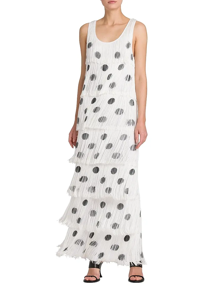 MOSCHINO Women's Polka Dot Fringe Maxi Dress | Thumbnail 2 MOSCHINO Women's Polka Dot Fringe Maxi Dress | Thumbnail 2