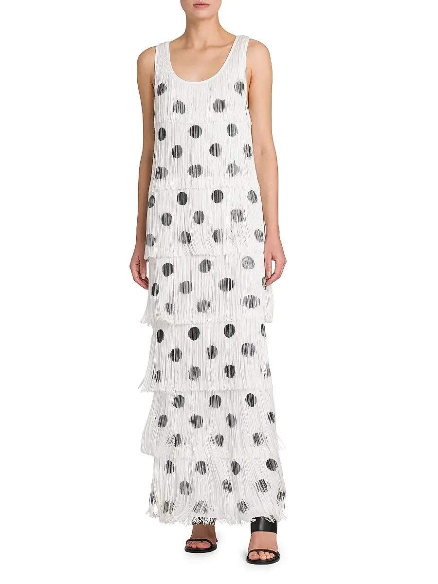 MOSCHINO Women's Polka Dot Fringe Maxi Dress | Thumbnail 3 MOSCHINO Women's Polka Dot Fringe Maxi Dress | Thumbnail 3