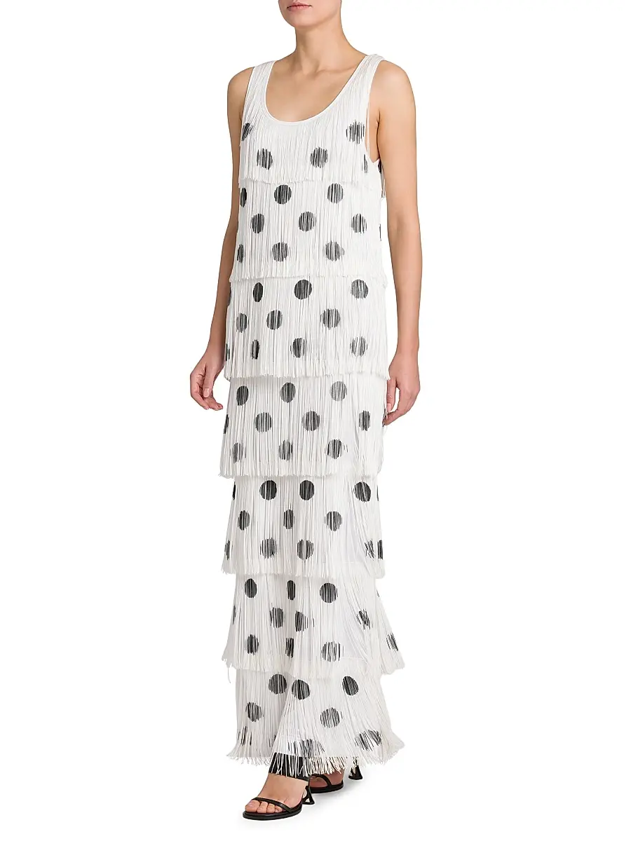 MOSCHINO Women's Polka Dot Fringe Maxi Dress | Thumbnail 4 MOSCHINO Women's Polka Dot Fringe Maxi Dress | Thumbnail 4