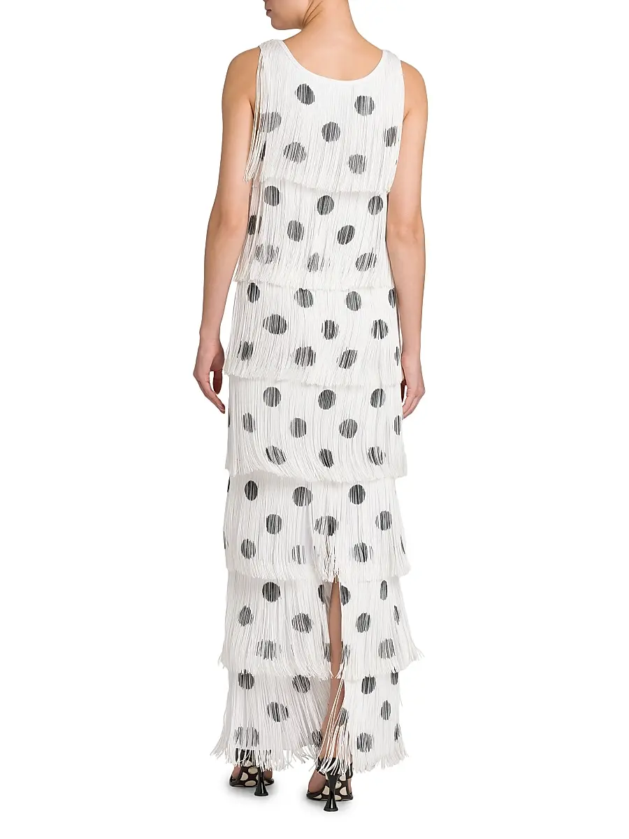 MOSCHINO Women's Polka Dot Fringe Maxi Dress | Thumbnail 5 MOSCHINO Women's Polka Dot Fringe Maxi Dress | Thumbnail 5