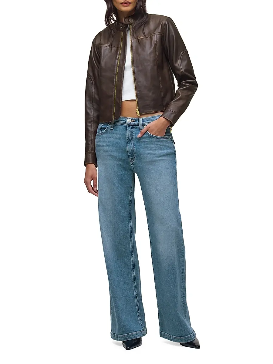 Hudson Jeans Women's Leather Moto Jacket | Thumbnail 2
