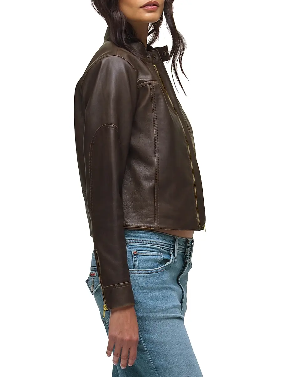 Hudson Jeans Women's Leather Moto Jacket | Thumbnail 5