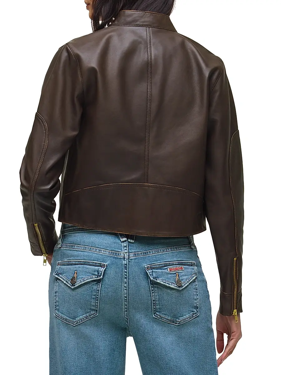 Hudson Jeans Women's Leather Moto Jacket | Thumbnail 6