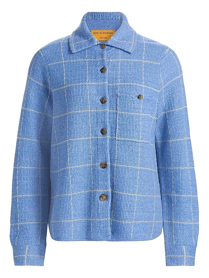 Women's Windowpane Check Cashmere-Linen Shirt Women's Windowpane Check Cashmere-Linen Shirt