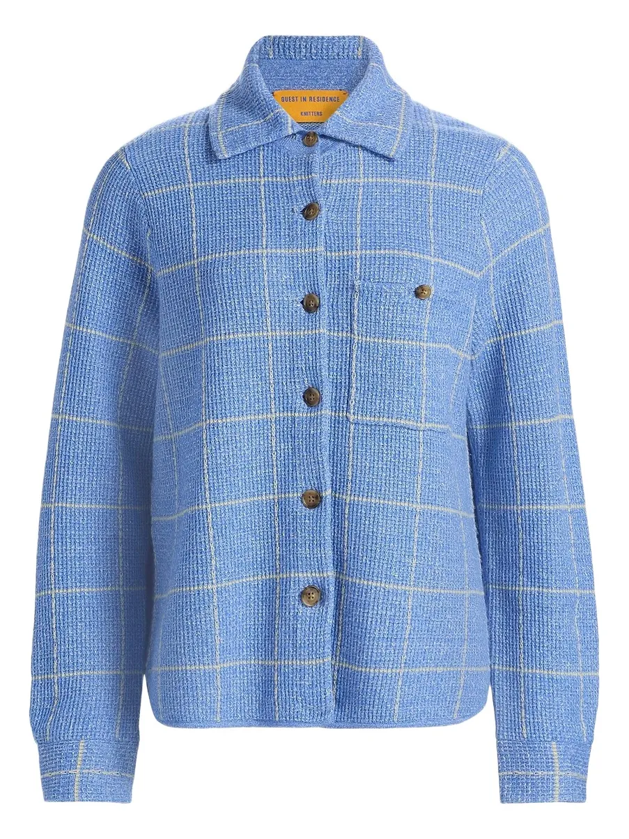 Women's Windowpane Check Cashmere-Linen Shirt Women's Windowpane Check Cashmere-Linen Shirt